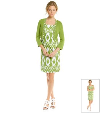 Jessica Howard® Retro Print Sheath Dress with Sweater