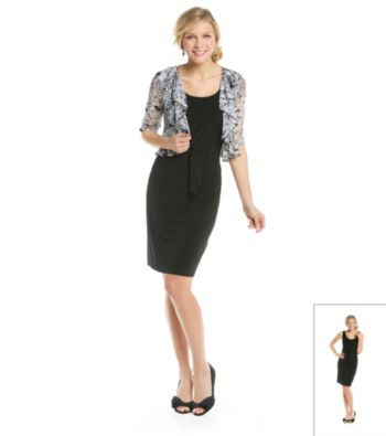Perceptions Lace Print Knit Jacket Dress