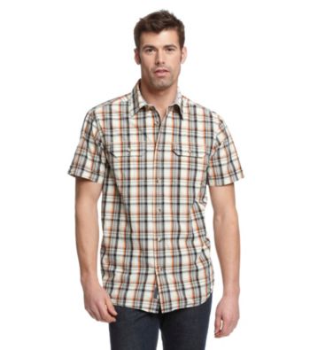 Ruff Hewn Men's Grey Moon Short Sleeve Plaid Woven