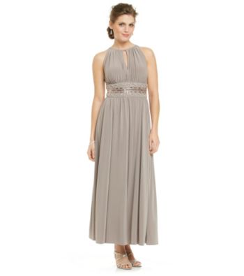 R & M Richards® Beaded Waist Long Knit Dress