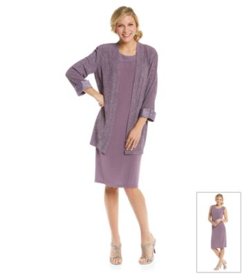 R & M Richards® Petites' Sparkle Knit Jacket Dress