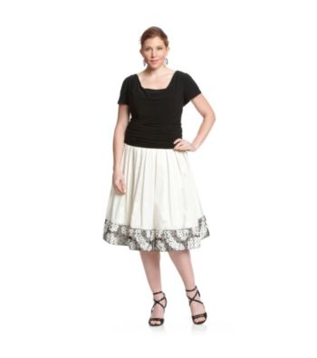 S.L. Fashions Plus Size Drapeneck Applique Party Dress