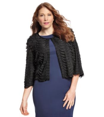 R & M Richards® Plus Sizescallop Ruffle Shrug