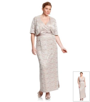R & M Richards® Plus Size Lace Jacket Dress