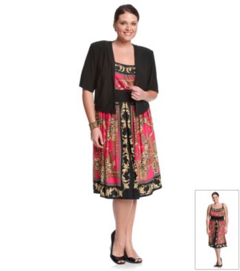 R & M Richards Plus Size Knit Print Jacket Dress