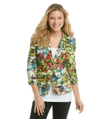 NY Collection Cotton Sateen Printed Jacket