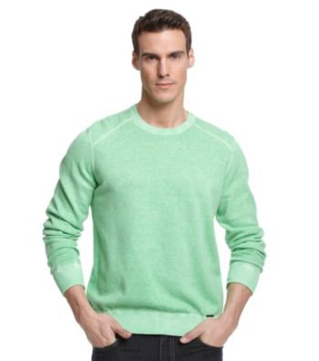 Calvin Klein Jeans® Men's Vivid Green Dyed Acid Wash Sweater