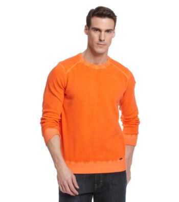 Calvin Klein Jeans® Men's Spice Orange Dyed Acid Wash Sweater