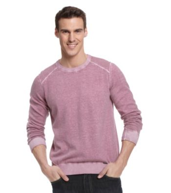 Calvin Klein Jeans® Men's Deep Orchid Acid Wash Yarn-Dyed Lightweight Sweater