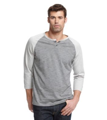Calvin Klein Jeans® Men's Quarter Sleeve Henley Novelty Baseball Tee