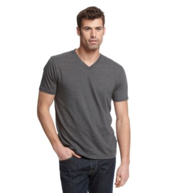 DKNY JEANS® Men's Dark Heather Grey Short Sleeve V-Neck Polished Jersey Graphic Tee