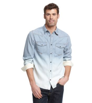 Guess Men's Ink Long Sleeve Hoffman Sidewind Woven