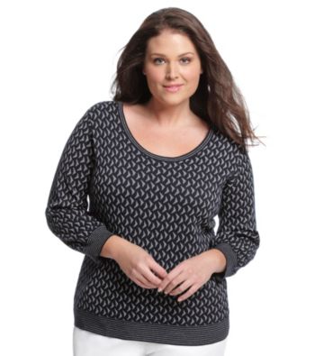 Anne Klein® Plus Size Metallic Scoopneck Pullover
