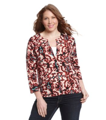 Jones New York Sport Plus Size Drop Button Cardigan