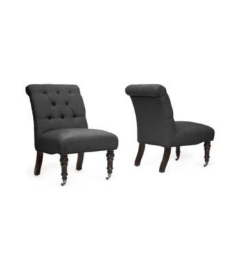 Baxton Studios Set of 2 Belden Linen Modern Slipper Chair