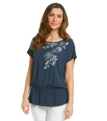 Alfred Dunner® Petites' Orchid Island Placed Print Top