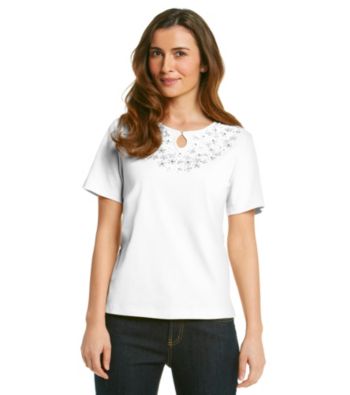 Alfred Dunner® Petites' City of Light Appliqued Keyhole Top