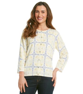 Alfred Dunner® Petites' City of Light Buttonfront Tile Print Sweater