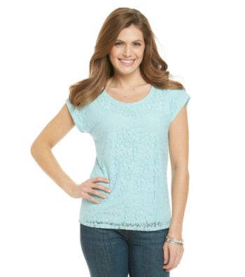 Notations® Petites' Lined Allover Lace Top