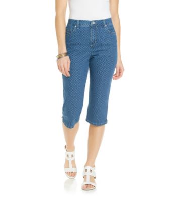 Gloria Vanderbilt® Petites' Denim Pin Dot Print Capri