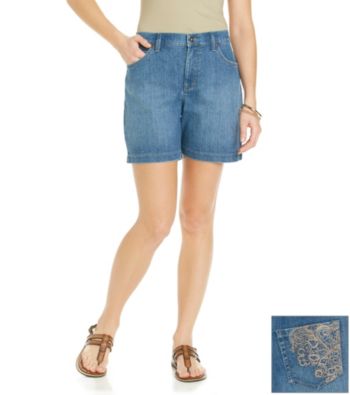 Gloria Vanderbilt® Petites' Denim Short with Embroidered Back Pocket