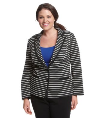 AGB® Plus Size Stripe Ponte Jacket