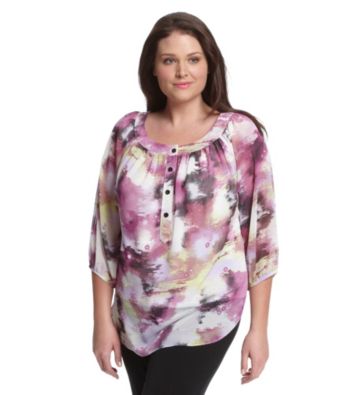 AGB® Plus Size Printed Woven