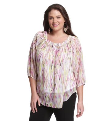 AGB® Plus Size Printed Woven