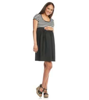 Three Seasons Maternity™ Short Sleeve Stripe Knit Dress