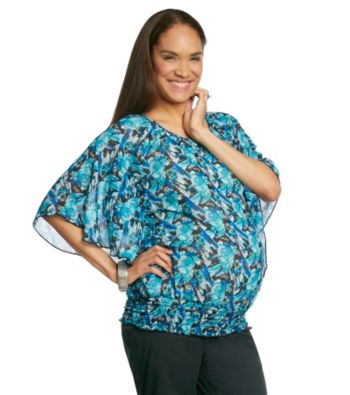 Three Seasons Maternity™ Batwing Sleeve Printed Band Bottom Top