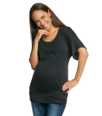 Three Seasons Maternity™ Dolman Sleeve Solid Band Bottom Top