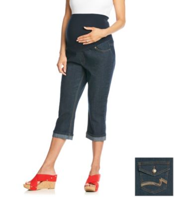Three Seasons Maternity™ Stretch Rinse Denim Boyfriend Cuff Capri