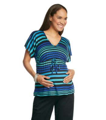 Three Seasons Maternity™ Dolman Sleeve V-Neck Stripe Drawstring Top