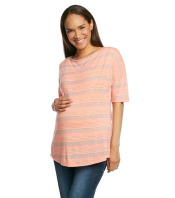 Three Seasons Maternity™ Short Sleeve Crewneck Stripe Top