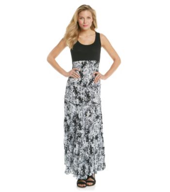 Relativity® Knit Woven Tiered Tank Maxi Dress