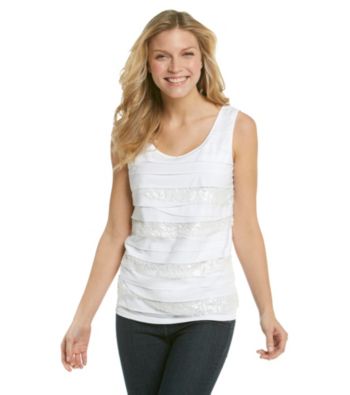 Relativity® Sequin Mixed Tiered Tank
