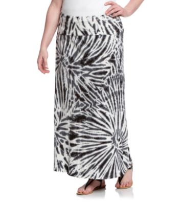 Ruff Hewn Plus Size Foldover Waist Tie-Dye Maxi Skirt