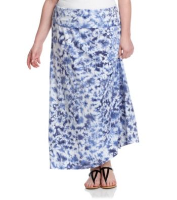 Ruff Hewn Plus Size Foldover Waist Tie-Dye Maxi Skirt