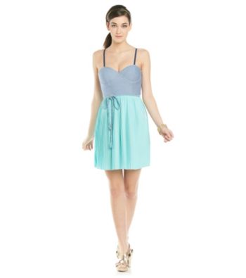 Jessica Simpson Sidecar Bustier Dress With Pleated Skirt