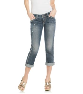 Silver Jeans Co. Twisted Slightly Curvy Fit Low-Rise Capri Jeans