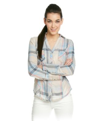 Silver Jeans Co. Plaid Shirt With Burnout Wash