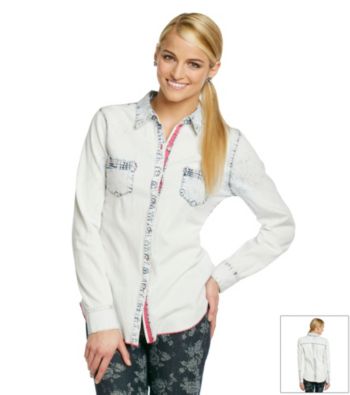 Jolt® Light Wash Denim Shirt With Contrast Trim