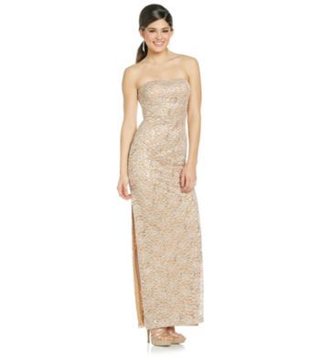 Bee Darlin' Juniors' Strapless Lace Dress With Side Slit