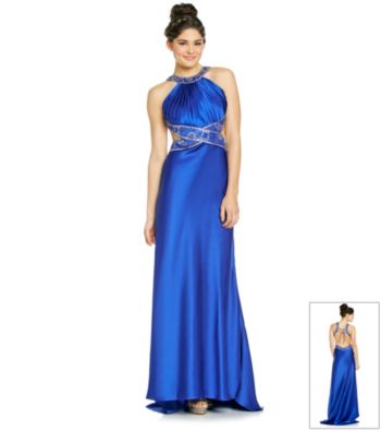 Morgan and Co.® Juniors' Satin Beaded Gown
