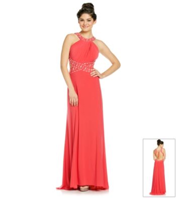 Morgan and Co.® Juniors' Beaded Sleek Gown