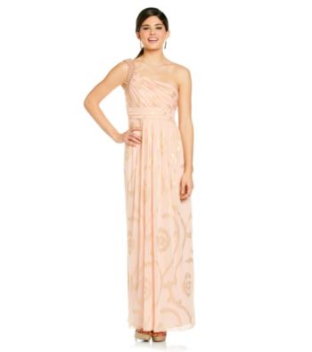 City Triangles® Juniors' One-Shoulder Foil Printed Dress