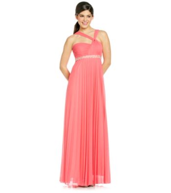 City Triangles® Juniors' Twist Top Pleated Gown