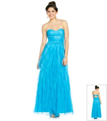 Hailey Logan Juniors' Mesh Ruffle Ball Gown