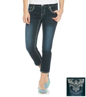 Hydraulic® Juniors' Fleur-De-Lis Bling Pocket Cropped Jeans