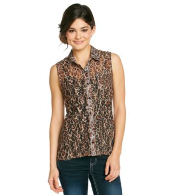 Belle du Jour Juniors' Cheetah Allover Lace Shirt